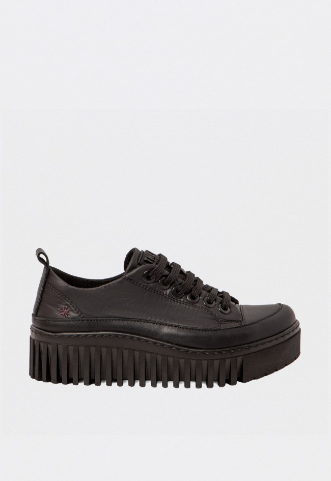 Zapatillas mujer The Art piel negra plataforma volumen 5 cm estilo urbano 1518
