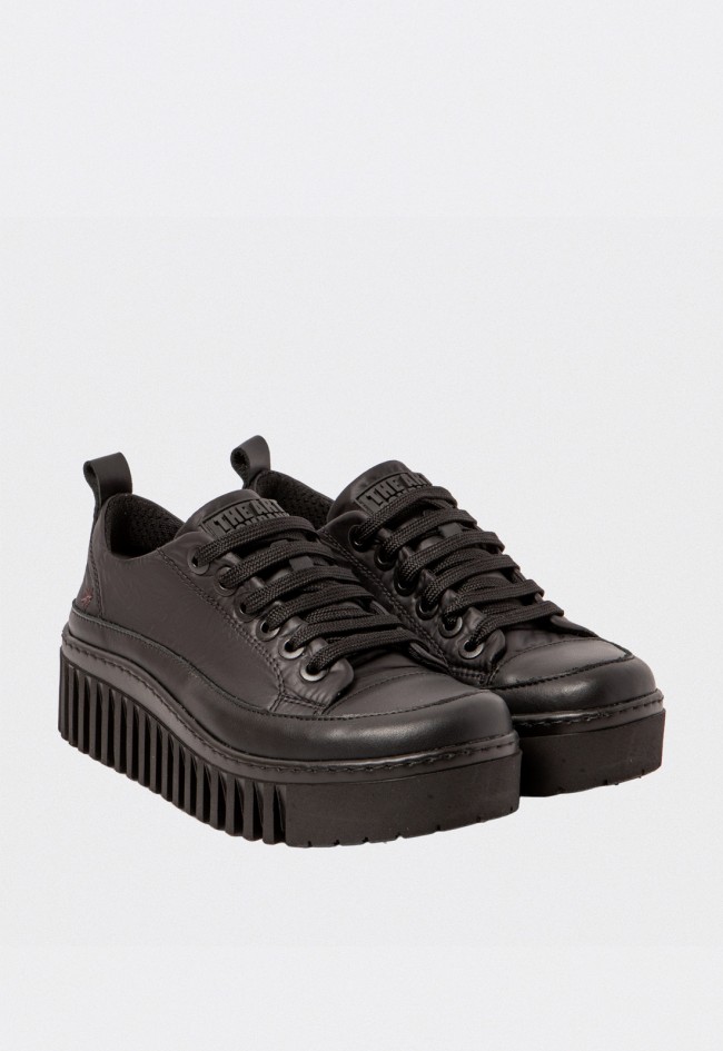 Zapatillas mujer The Art piel negra plataforma volumen 5 cm estilo urbano 1518
