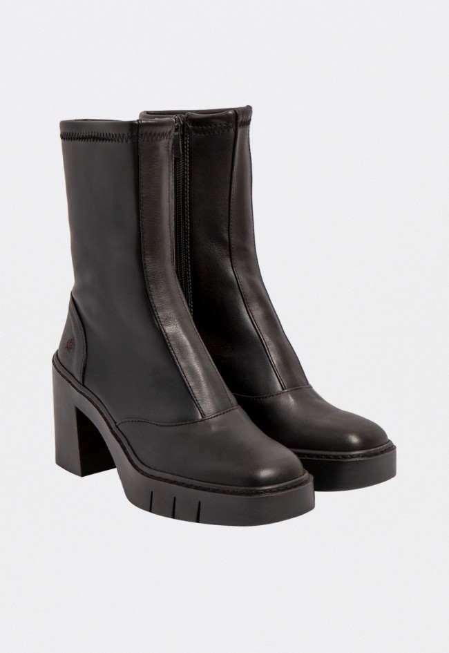 Botines mujer The Art 1973 piel negra tacón bloque Berna estilo cosmopolita