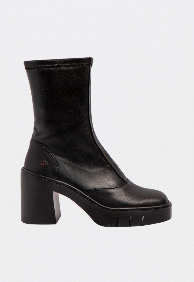 Botines mujer The Art 1973 piel negra tacón bloque Berna estilo cosmopolita
