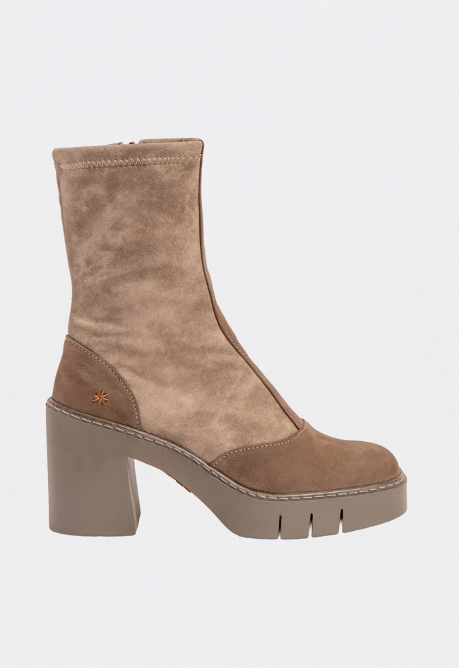 Botines mujer The Art 1973 serraje taupe tacón bloque Berna estilo cosmopolita