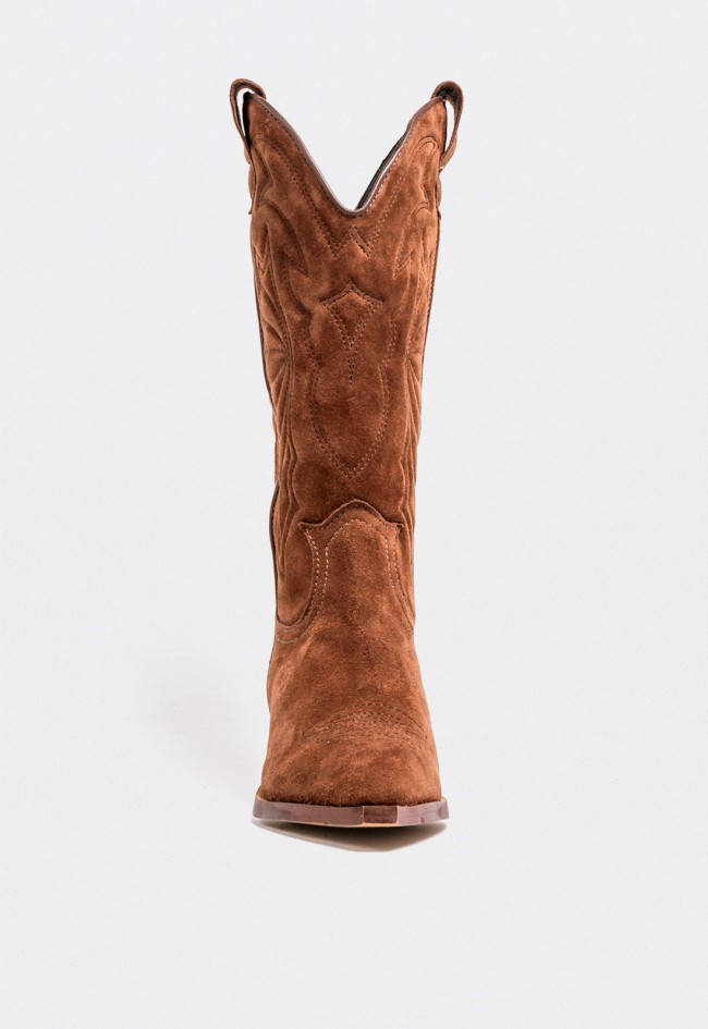 Bota cowboy mujer GLO Arizona piel serraje marrón – estilo western auténtico