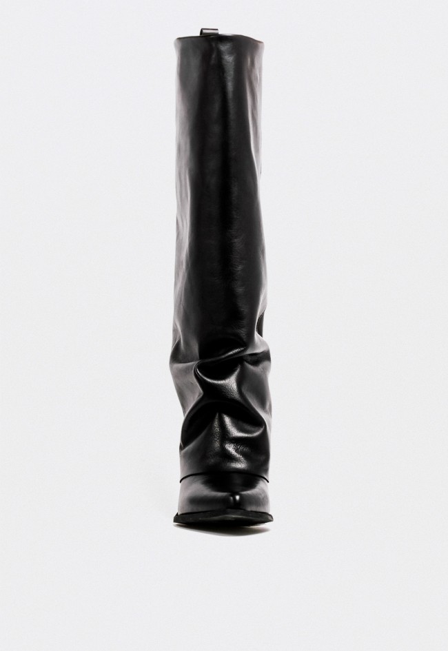 Bota cowboy alta de mujer en piel negra con polaina – estilo western contemporáneo GLO an30