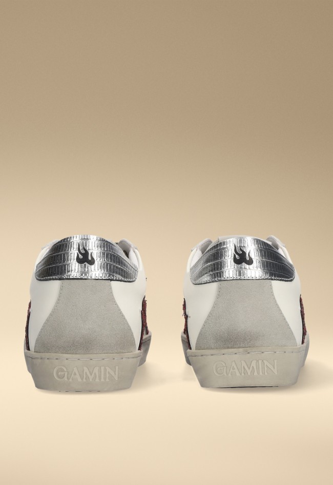Zapatillas de mujer Gamin Dopamine en blanco y glitter burdeos – deportivas urbanas con estilo exclusivo