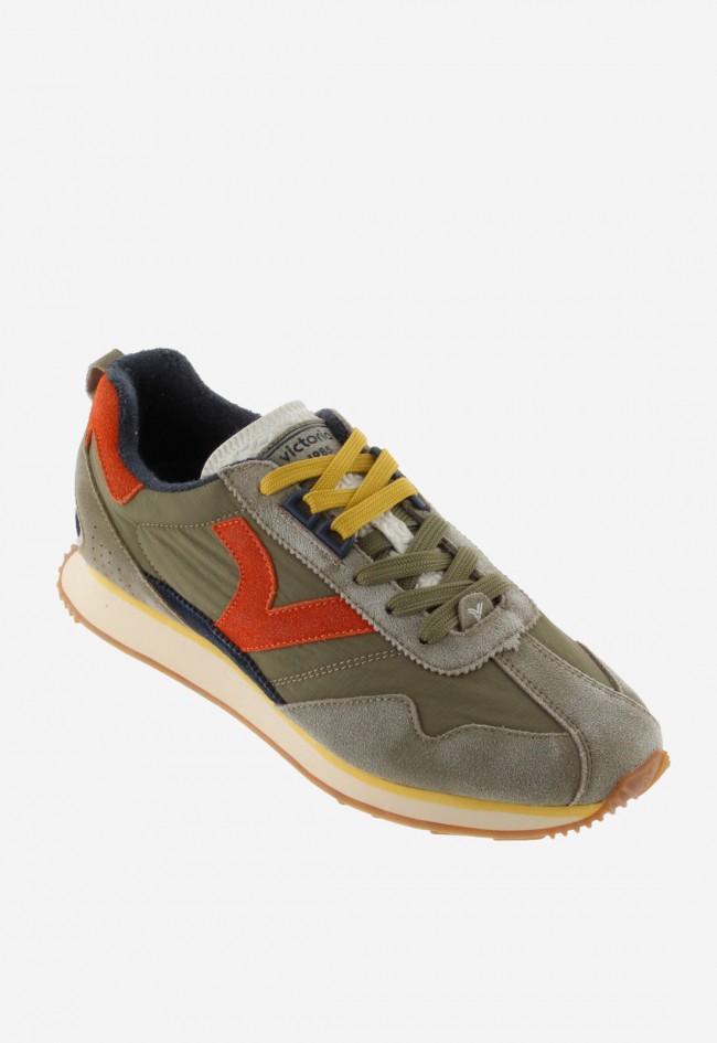 Victoria ROOT-WASHED unisex – sneakers 1985 en nylon lavado y serraje con suela bicolor
