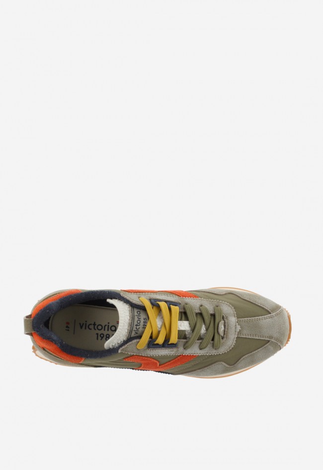 Victoria ROOT-WASHED unisex – sneakers 1985 en nylon lavado y serraje con suela bicolor