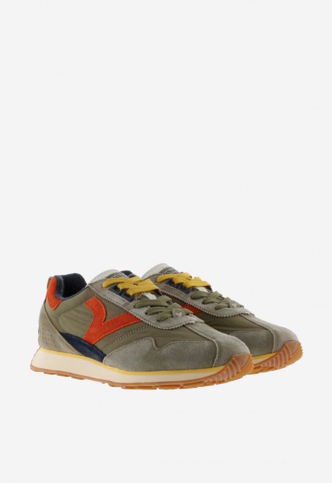 Victoria ROOT-WASHED unisex – sneakers 1985 en nylon lavado y serraje con suela bicolor