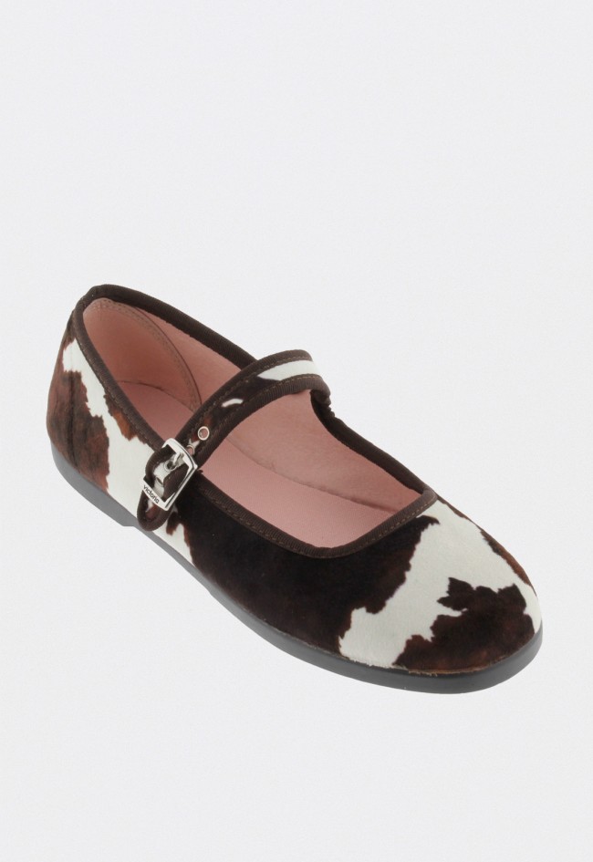 Bailarinas mujer Victoria Gong-Fu terciopelo animal print con hebilla – Made in Spain