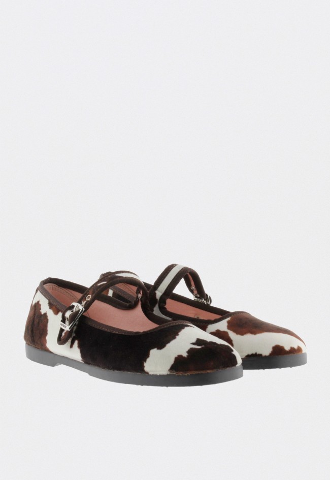 Bailarinas mujer Victoria Gong-Fu terciopelo animal print con hebilla – Made in Spain