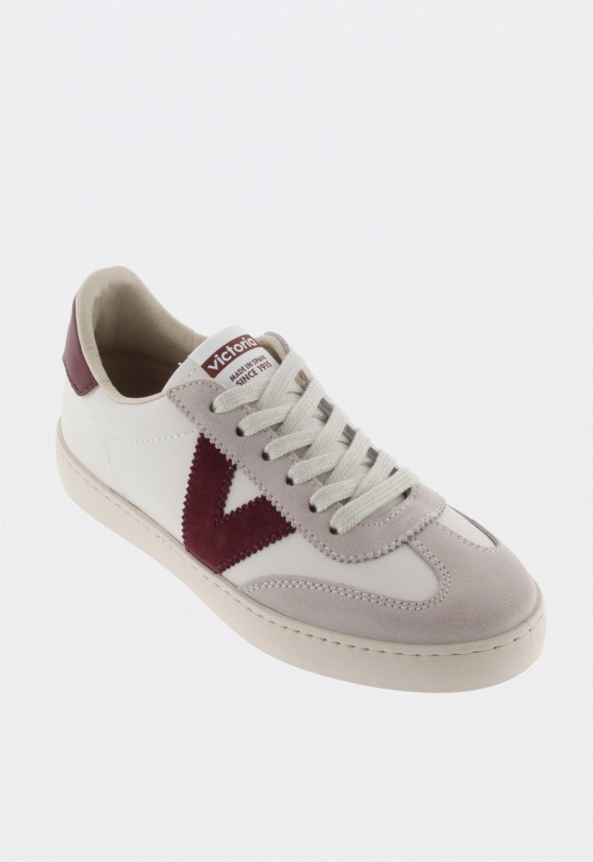 Zapatillas unisex Victoria Berlín ciclista efecto piel & serraje blancas con detalles de color – Made in Spain