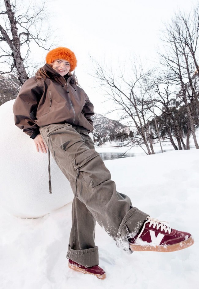 Zapatillas mujer Victoria Berlín ciclista serraje & contraste con suela caramelo – Made in Spain