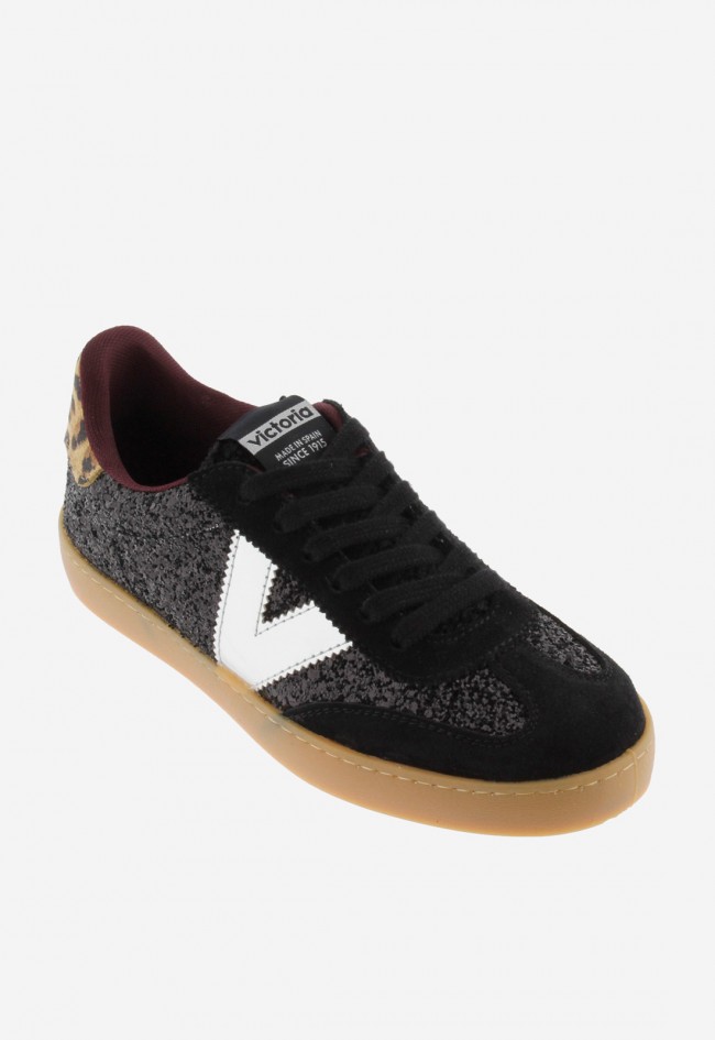 Zapatillas mujer Victoria Berlín ciclista glitter & animal print con suela caramelo – Made in Spain