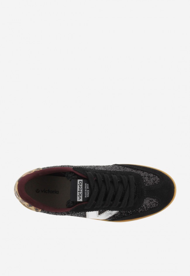 Zapatillas mujer Victoria Berlín ciclista glitter & animal print con suela caramelo – Made in Spain