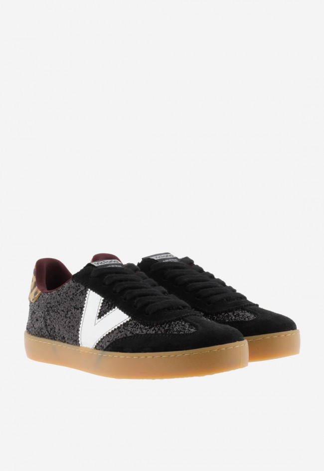 Zapatillas mujer Victoria Berlín ciclista glitter & animal print con suela caramelo – Made in Spain