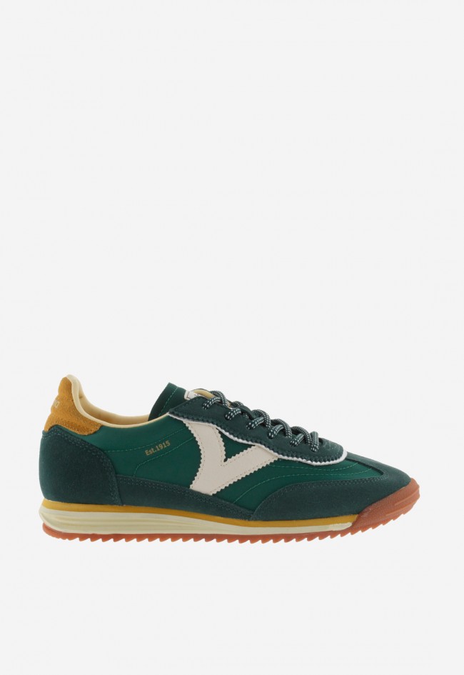 Zapatillas mujer Victoria Saturno nylon & serraje verde con suela sierra retro