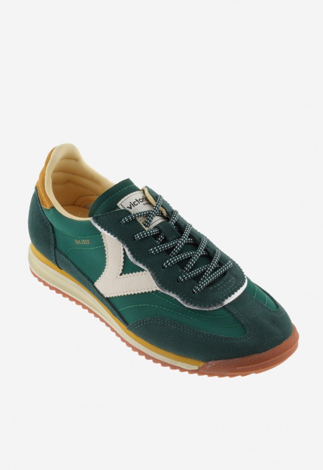 Zapatillas mujer Victoria Saturno nylon & serraje verde con suela sierra retro