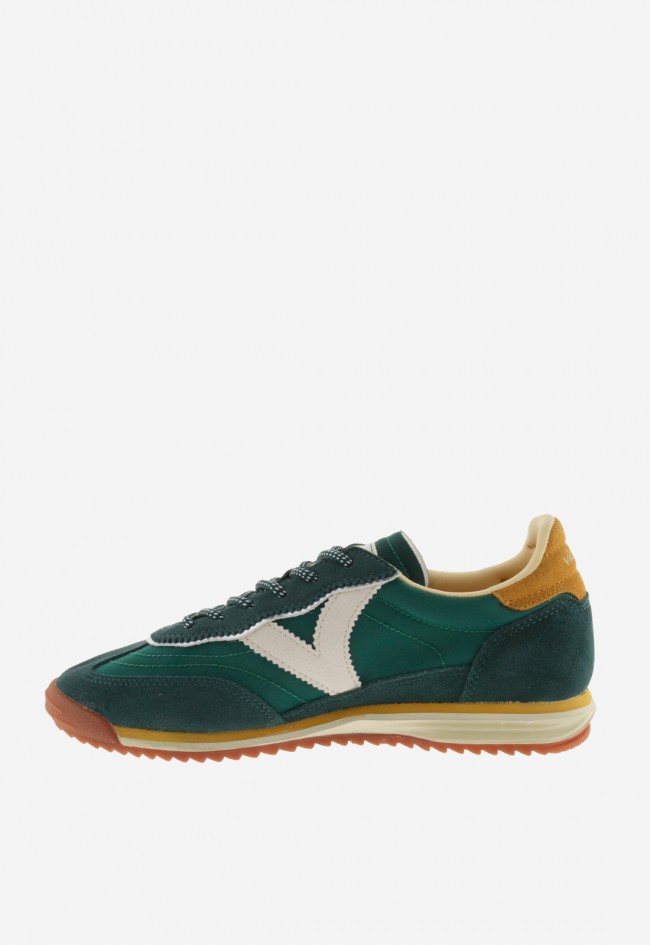 Zapatillas mujer Victoria Saturno nylon & serraje verde con suela sierra retro