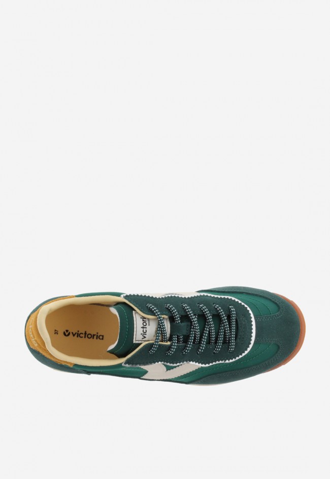 Zapatillas mujer Victoria Saturno nylon & serraje verde con suela sierra retro