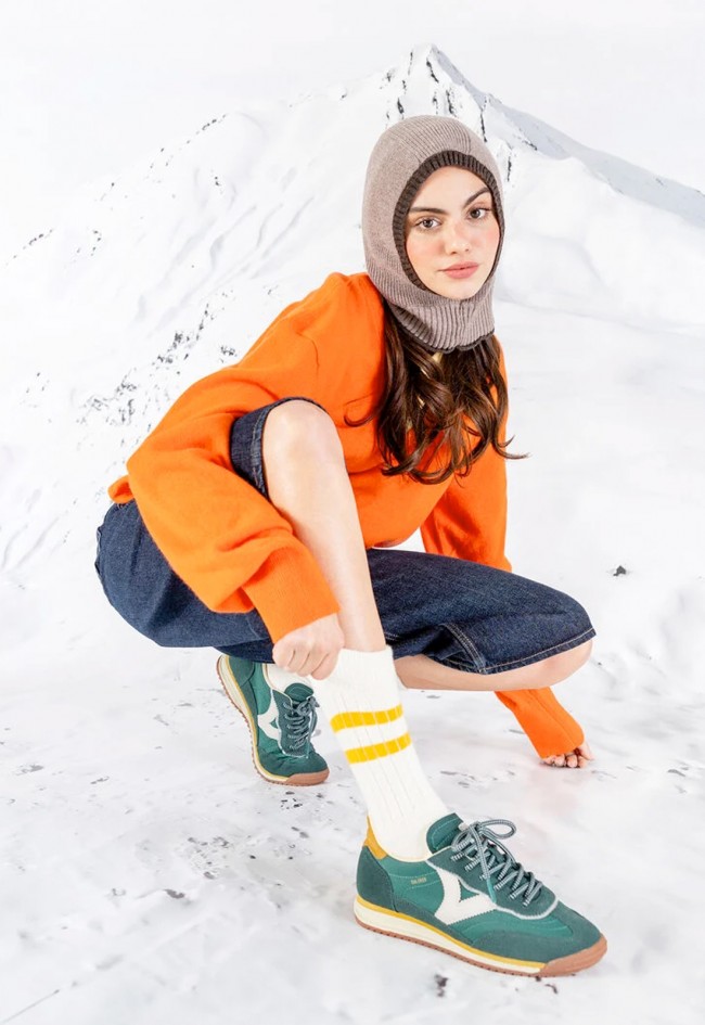 Zapatillas mujer Victoria Saturno nylon & serraje verde con suela sierra retro