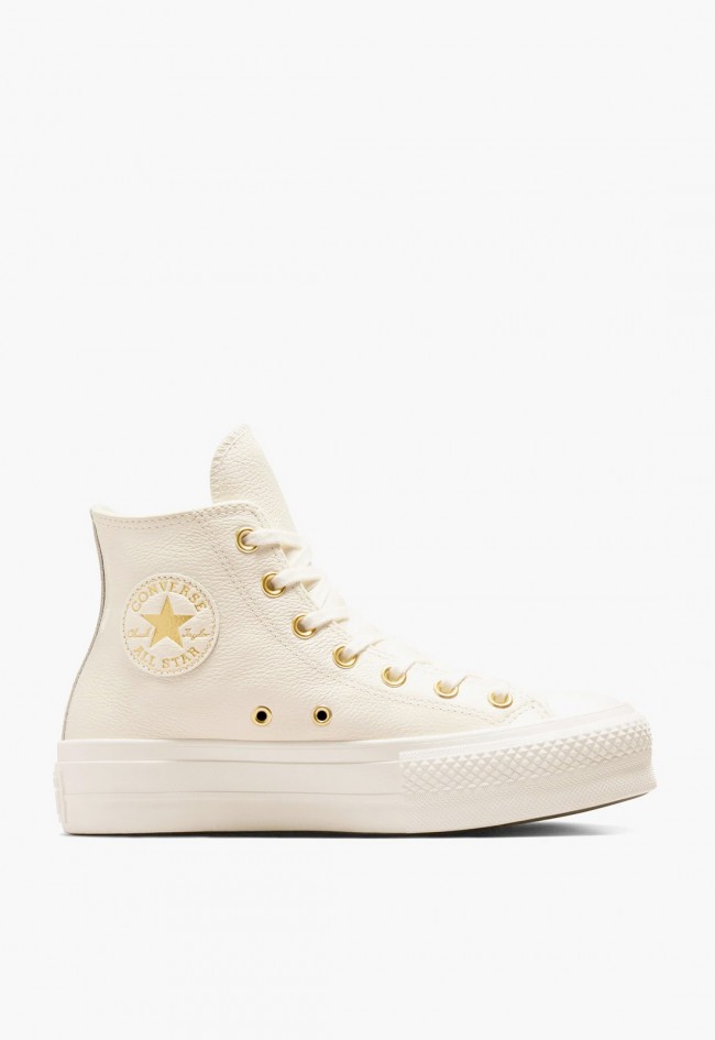 Converse Chuck Taylor All Star Lift Platform Golden Hits Mujer – sneakers de piel con plataforma y detalles dorados
