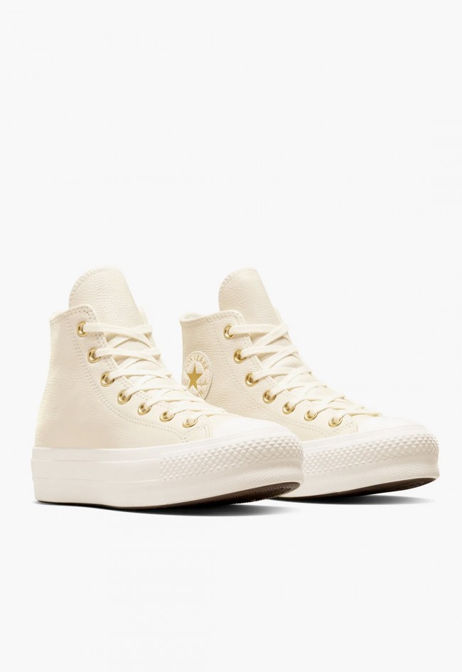 Converse Chuck Taylor All Star Lift Platform Golden Hits Mujer – sneakers de piel con plataforma y detalles dorados