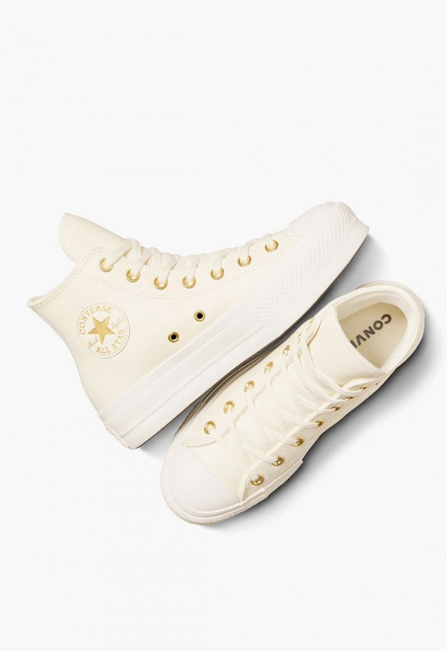 Converse Chuck Taylor All Star Lift Platform Golden Hits Mujer – sneakers de piel con plataforma y detalles dorados