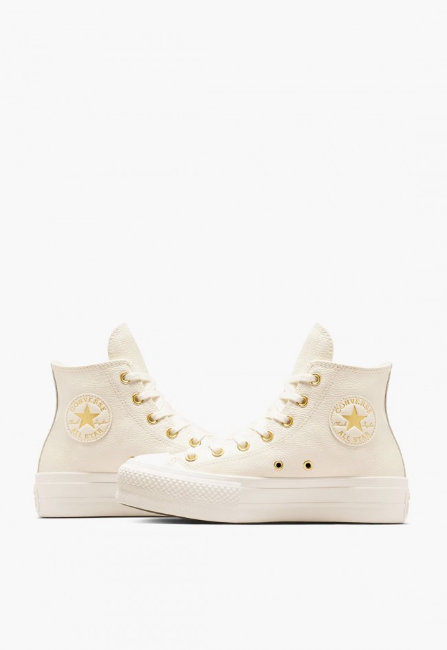 Converse Chuck Taylor All Star Lift Platform Golden Hits Mujer – sneakers de piel con plataforma y detalles dorados