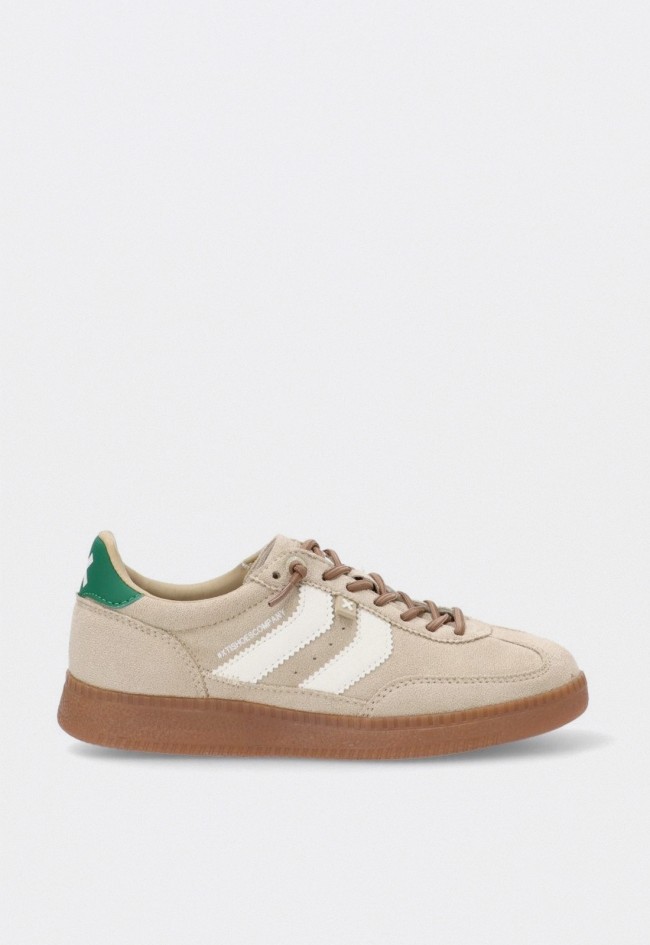 Zapatillas mujer XTI antelina beige con suela gruesa veganas PETA