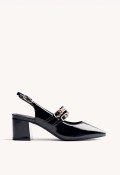 Zapatos Mary-Jane Gioseppo Sodus efecto charol negro con tacón elegante