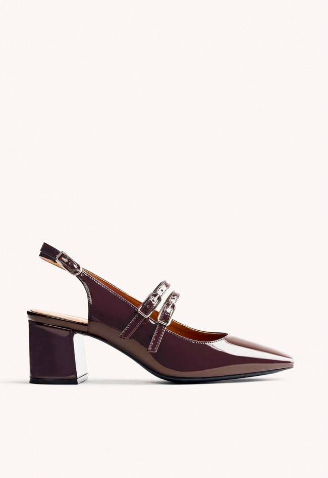 Zapatos Mary-Jane Gioseppo Sodus efecto charol marrón con tacón elegante