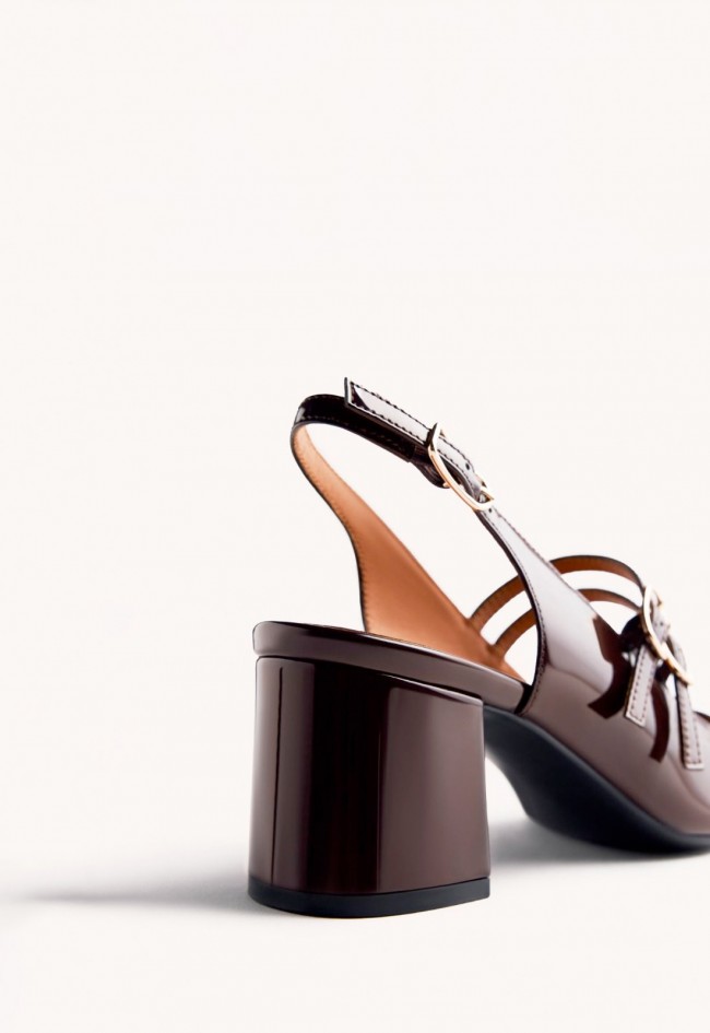 Zapatos Mary-Jane Gioseppo Sodus efecto charol marrón con tacón elegante