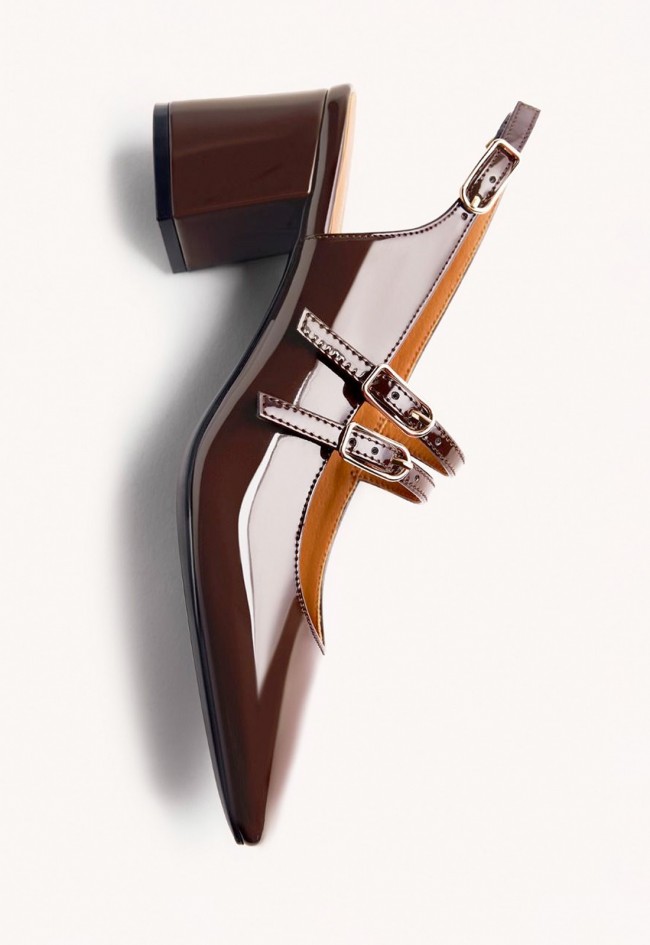 Zapatos Mary-Jane Gioseppo Sodus efecto charol marrón con tacón elegante