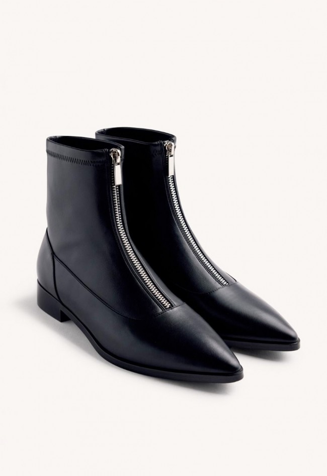 Botines Gioseppo Lindina negros con cremallera frontal – minimalismo edgy y sofisticado