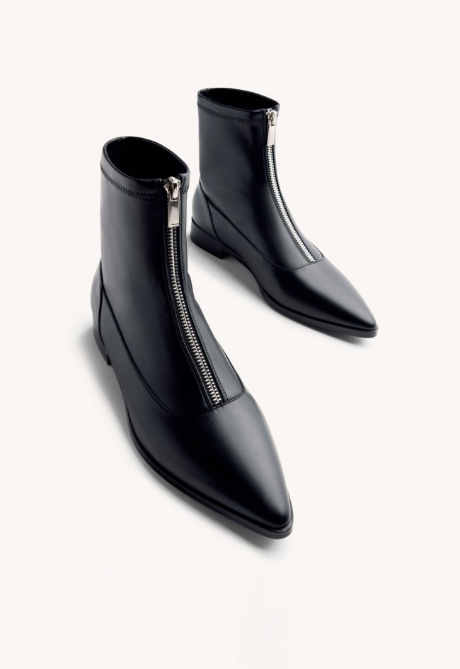 Botines Gioseppo Lindina negros con cremallera frontal – minimalismo edgy y sofisticado