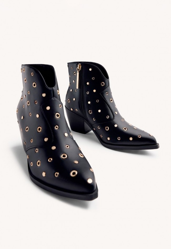 Botines Gioseppo Muskegon cowboy negros con tachuelas doradas – rebeldía y estilo en clave urbana