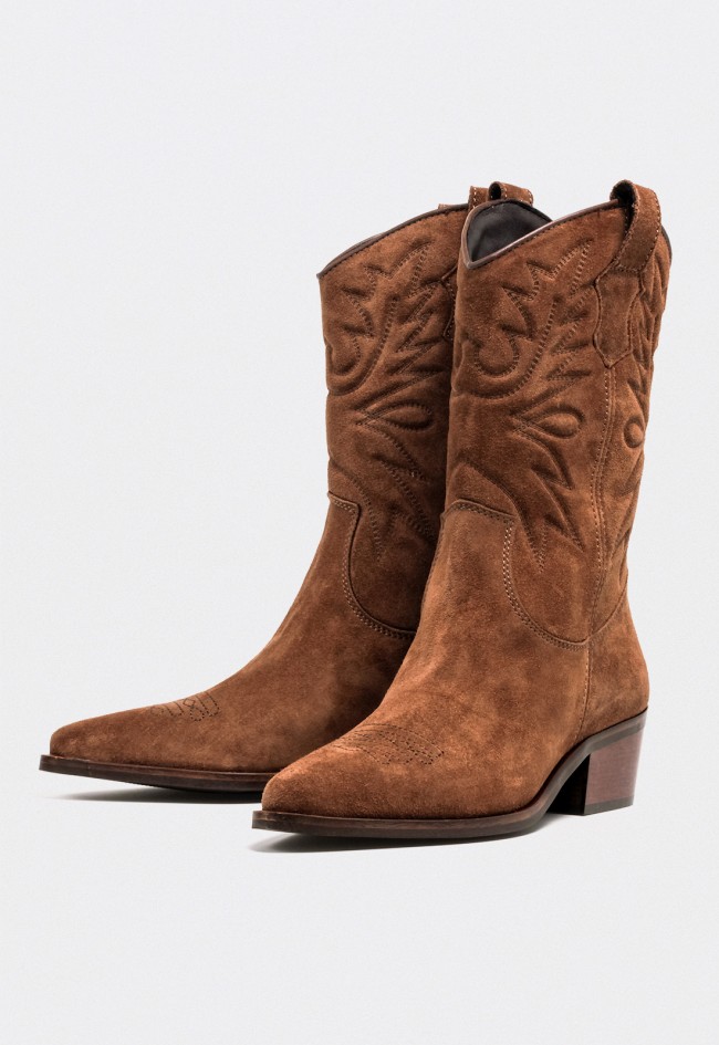 Botas cowboy Glo deka 7248 de piel marrón para mujer – esencia western con estilo sofisticado