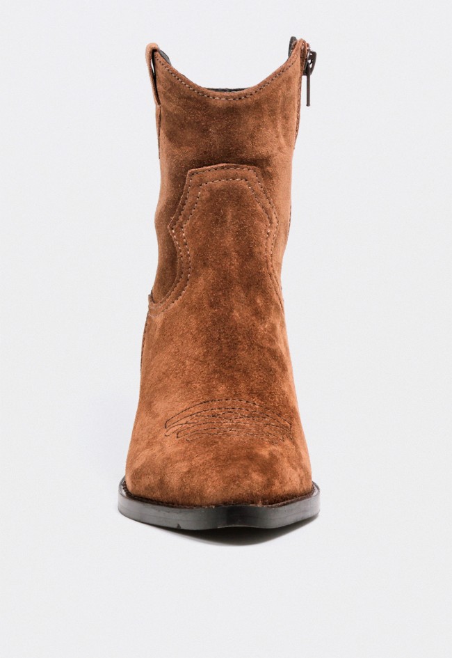 Botines cowboy de piel marrón mujer Glo 6540 – estilo western con cremallera lateral