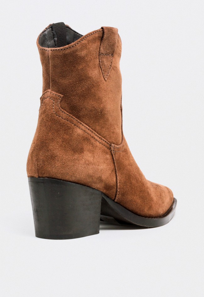 Botines cowboy de piel marrón mujer Glo 6540 – estilo western con cremallera lateral