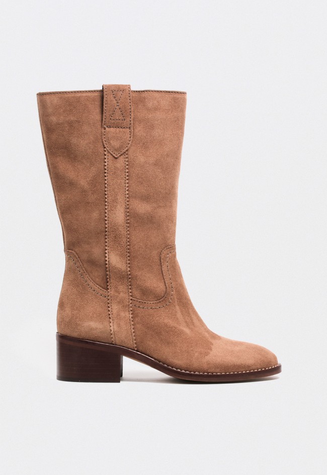 Bota campera taupe de piel mujer Glo Davinia 7249 – el icono western más deseado