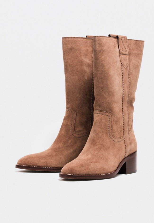 Bota campera taupe de piel mujer Glo Davinia 7249 – el icono western más deseado