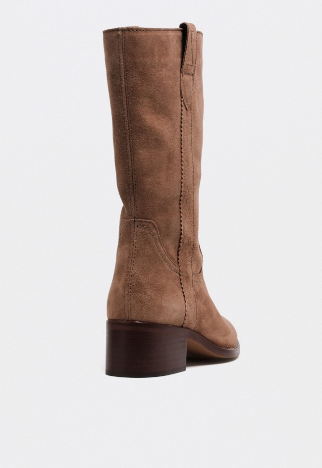 Bota campera taupe de piel mujer Glo Davinia 7249 – el icono western más deseado