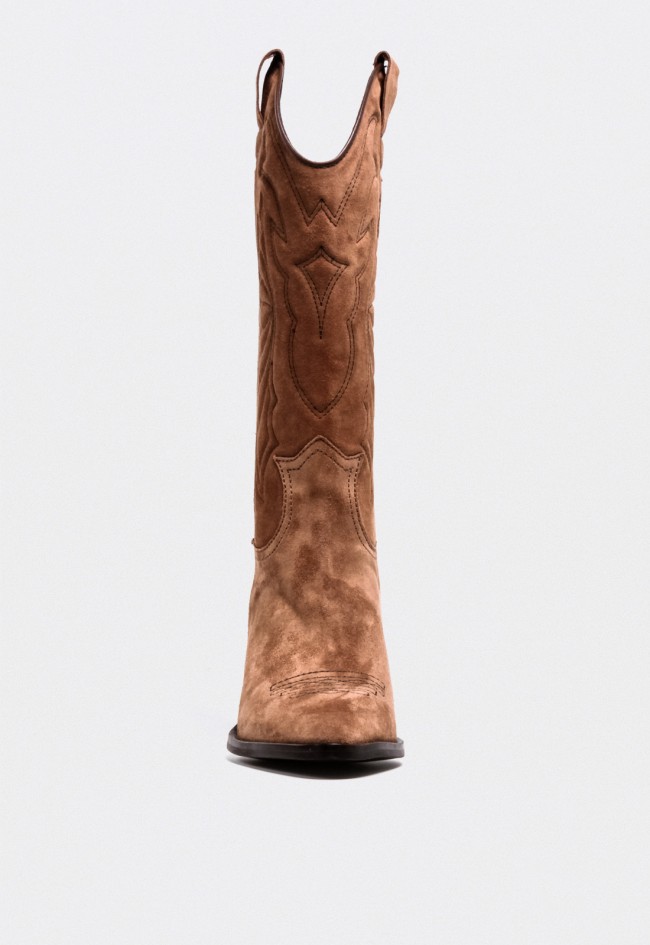 Bota cowboy de piel mujer Glo Roxana 7460 taupe – estilo western auténtico y sofisticado