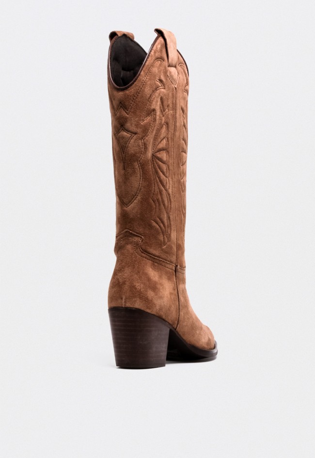 Bota cowboy de piel mujer Glo Roxana 7460 taupe – estilo western auténtico y sofisticado