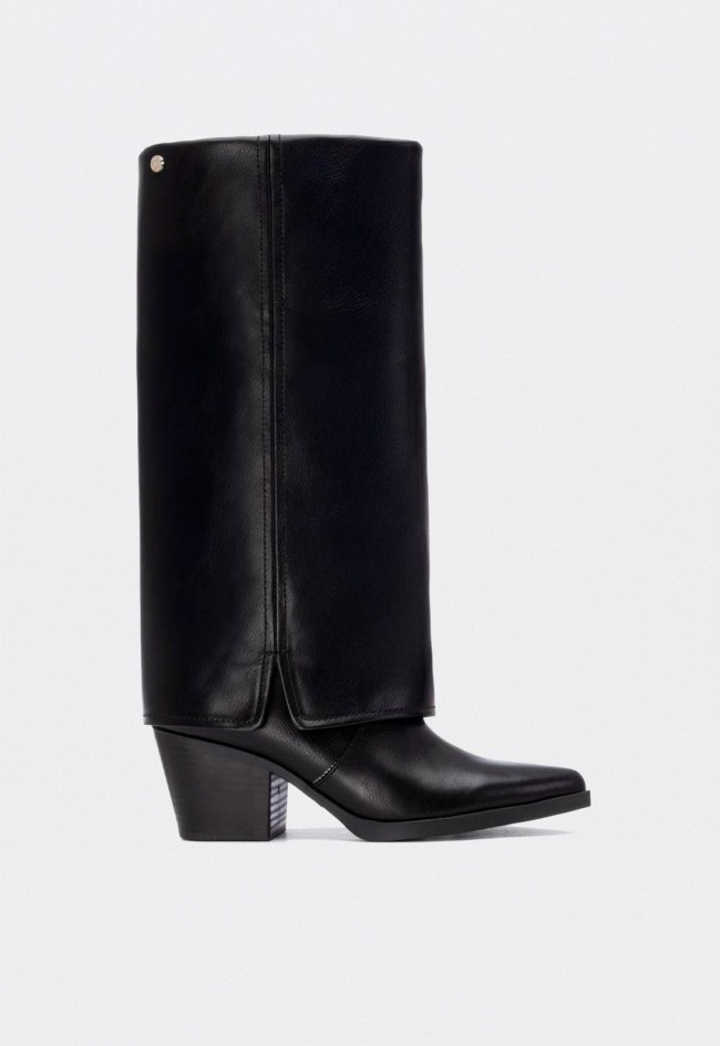 Bota cowboy alta mujer XTI 144717 negra con polaina y tacón ancho estilo western