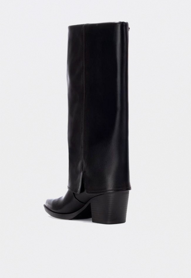Bota cowboy alta mujer XTI 144717 negra con polaina y tacón ancho estilo western