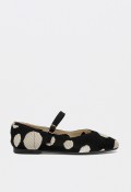 Bailarina Carmina Jhilton 63-2883 de mujer negra con estampado de lunares y tira con hebilla