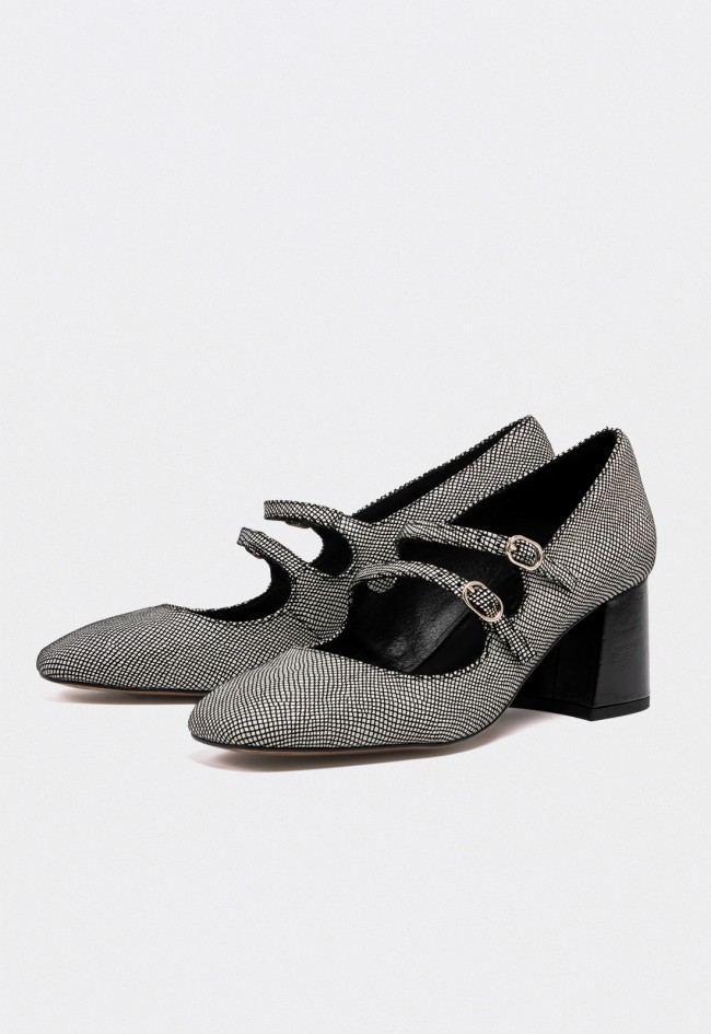 Zapato de tacón Mary Jane Glo Petra en piel estampada — elegancia atemporal con aire retro
