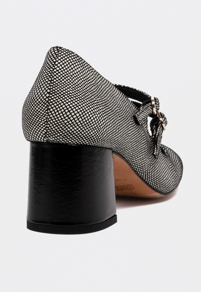 Zapato de tacón Mary Jane Glo Petra en piel estampada — elegancia atemporal con aire retro