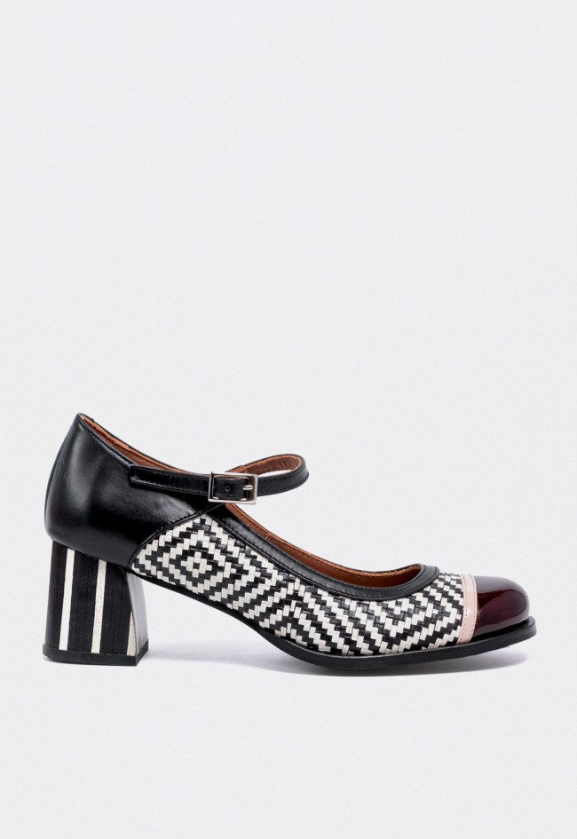 Zapato de mujer Mary Jane en piel con tacón geométrico Nemonic 2054 – Artesanía Made in Spain