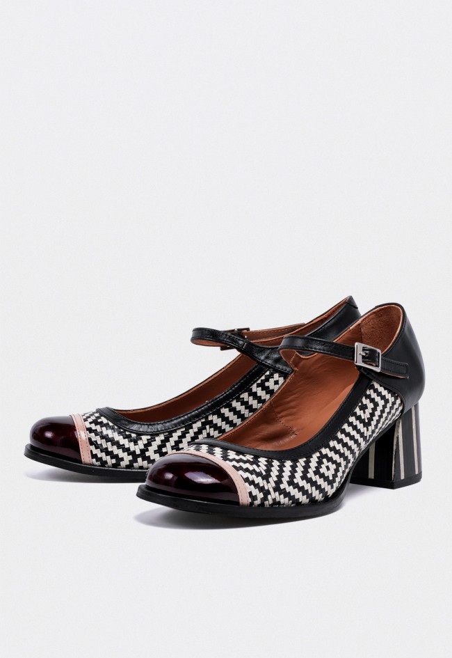 Zapato de mujer Mary Jane en piel con tacón geométrico Nemonic 2054 – Artesanía Made in Spain